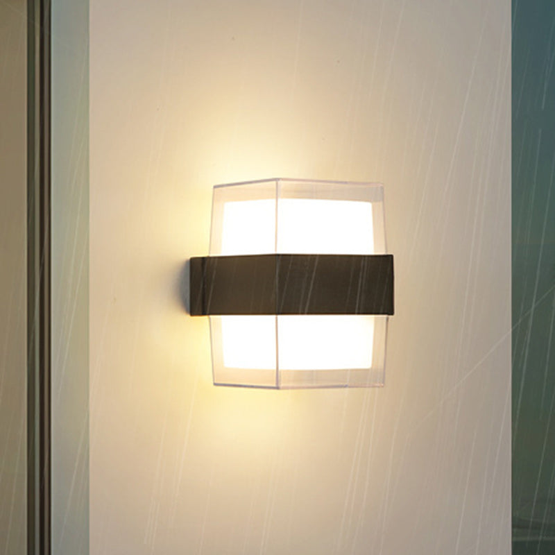 Moderne minimalistische Zylinder Aluminium Acryl LED Wandleuchte für den Garten 