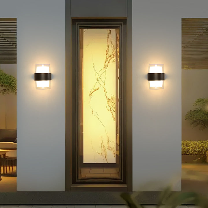 Moderne minimalistische Zylinder Aluminium Acryl LED Wandleuchte für den Garten 