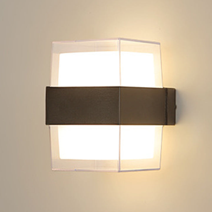 Moderne minimalistische Zylinder Aluminium Acryl LED Wandleuchte für den Garten 