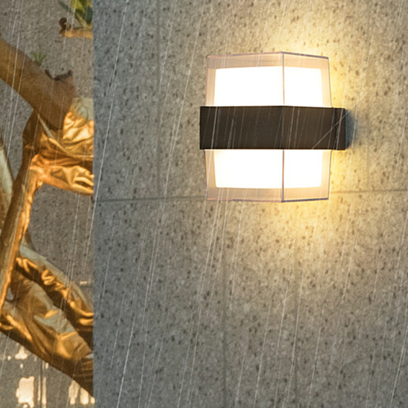Moderne minimalistische Zylinder Aluminium Acryl LED Wandleuchte für den Garten 