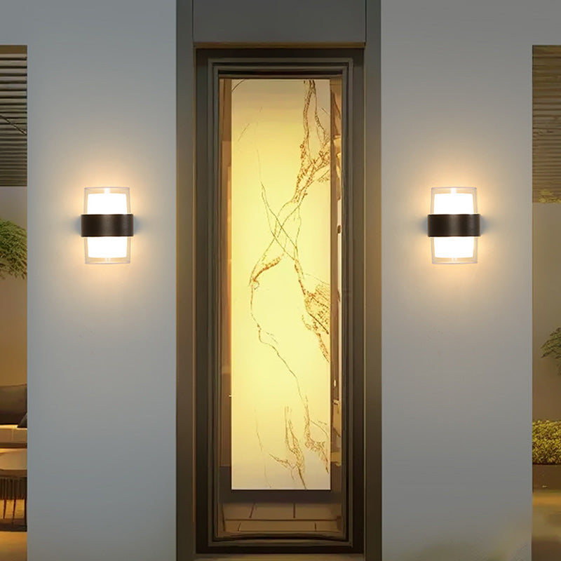 Moderne minimalistische Zylinder Aluminium Acryl LED Wandleuchte für den Garten 