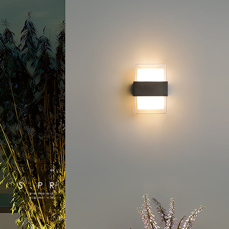 Moderne minimalistische Zylinder Aluminium Acryl LED Wandleuchte für den Garten 
