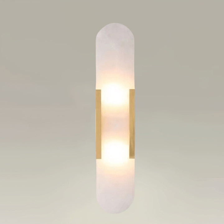 Contemporary Nordic Oval Iron Stone 2-Light Wall Sconce Lamp For Living Room
