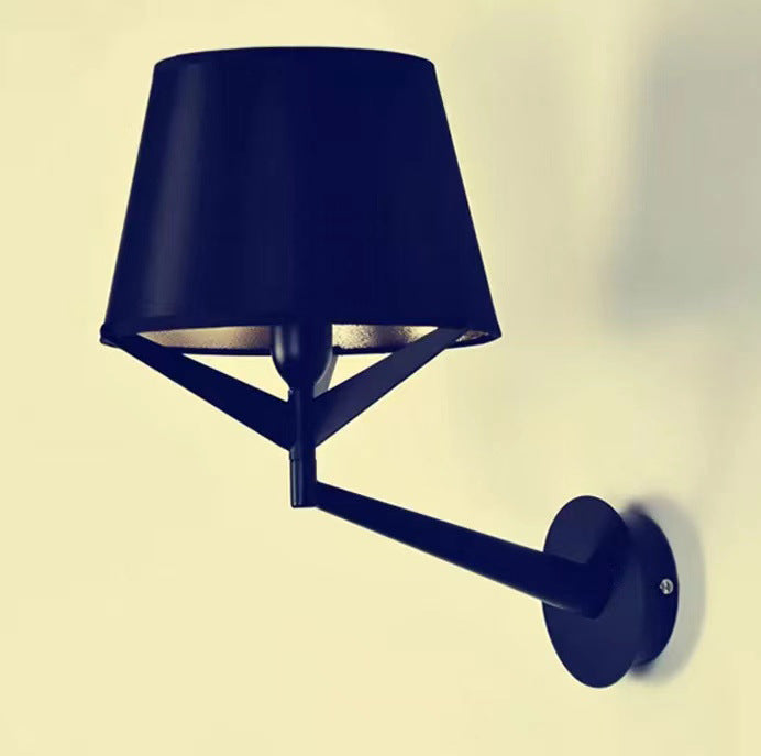 Moderne minimalistische Trommel Eisen Stoff 1-Licht Wandleuchte für Wohnzimmer 