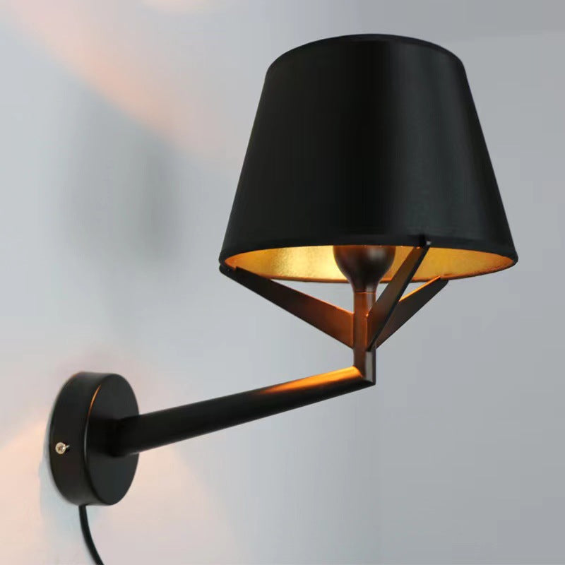 Moderne minimalistische Trommel Eisen Stoff 1-Licht Wandleuchte für Wohnzimmer 