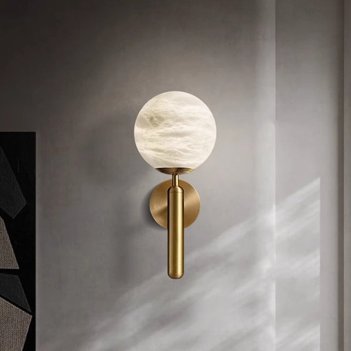 Lámpara de Aplique de Pared de 1 Luz de Piedra de Hierro Globo Nórdico Contemporáneo para Sala de Estar 