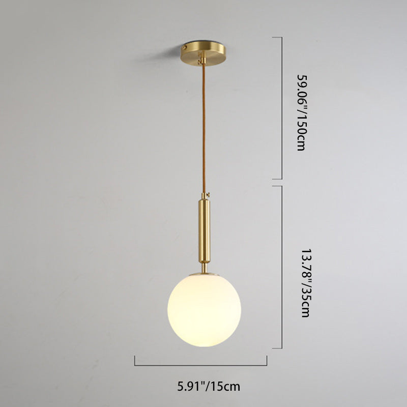 Contemporary Nordic Globe Copper Glass 1-Light Pendant Light For Living Room