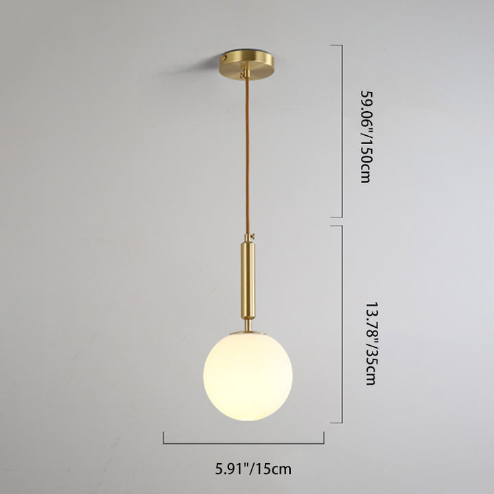 Contemporary Nordic Globe Copper Glass 1-Light Pendant Light For Living Room