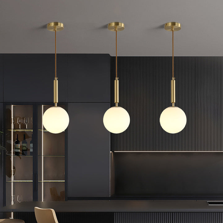 Contemporary Nordic Globe Copper Glass 1-Light Pendant Light For Living Room
