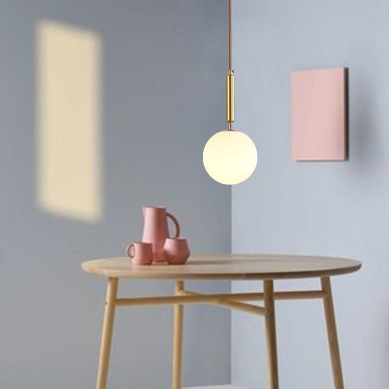 Contemporary Nordic Globe Copper Glass 1-Light Pendant Light For Living Room