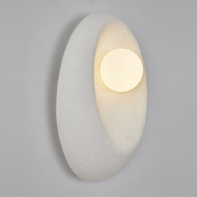 Traditional Japanese Oval Plastic Glass 1-Light Wall Sconce Lamp For Living Room