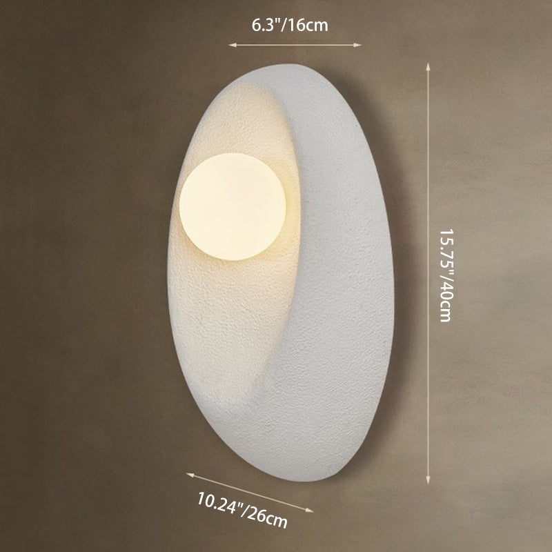 Applique murale 1 lumière en verre plastique ovale japonais traditionnel pour salon 