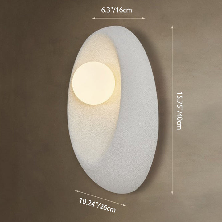 Applique murale 1 lumière en verre plastique ovale japonais traditionnel pour salon 