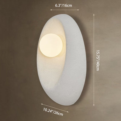 Traditional Japanese Oval Plastic Glass 1-Light Wall Sconce Lamp For Living Room