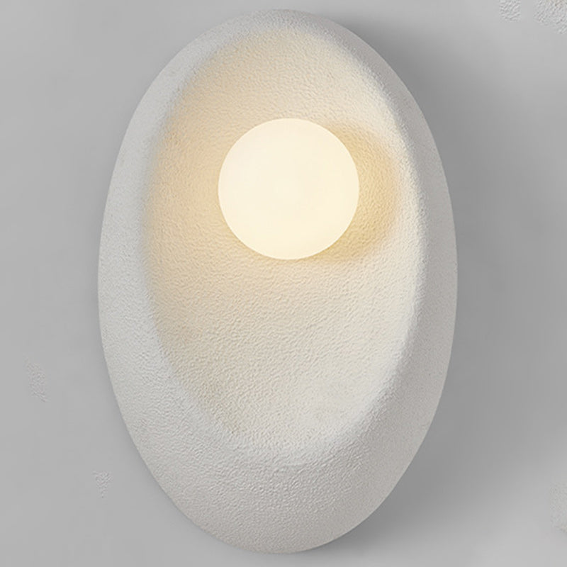 Traditional Japanese Oval Plastic Glass 1-Light Wall Sconce Lamp For Living Room