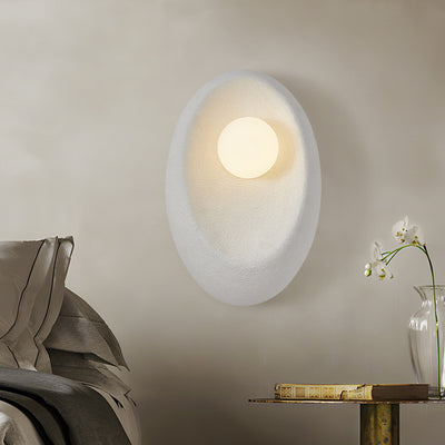 Traditional Japanese Oval Plastic Glass 1-Light Wall Sconce Lamp For Living Room