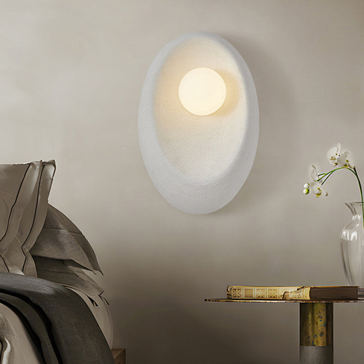 Applique murale 1 lumière en verre plastique ovale japonais traditionnel pour salon 