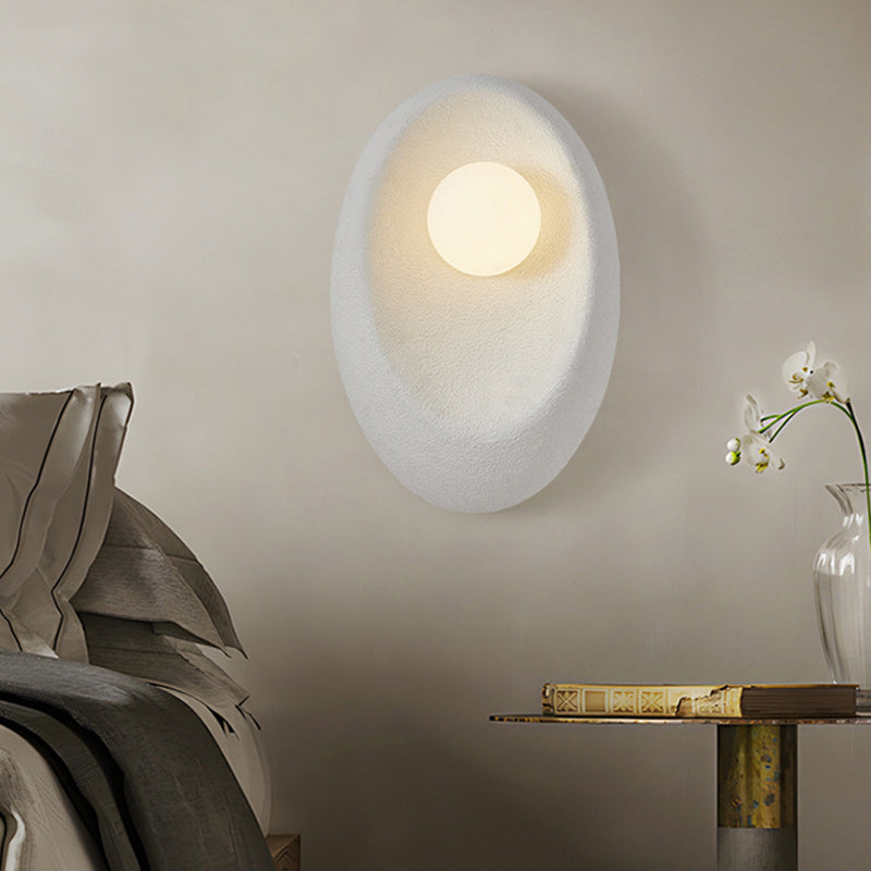 Traditional Japanese Oval Plastic Glass 1-Light Wall Sconce Lamp For Living Room