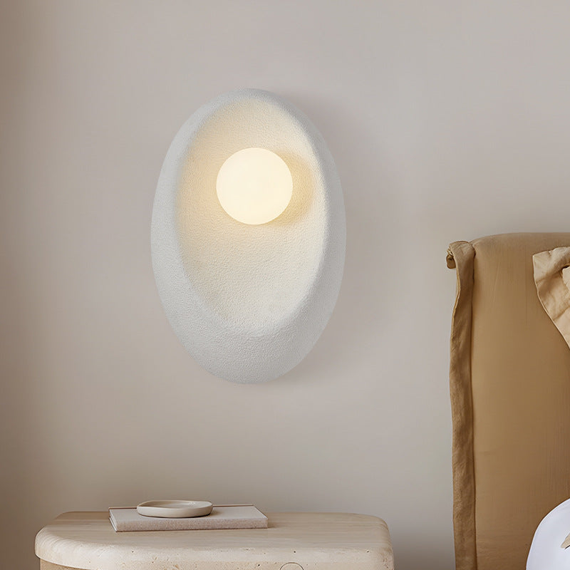Applique murale 1 lumière en verre plastique ovale japonais traditionnel pour salon 
