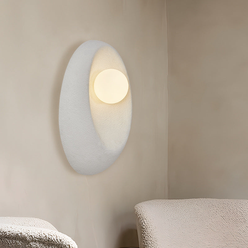 Applique murale 1 lumière en verre plastique ovale japonais traditionnel pour salon 