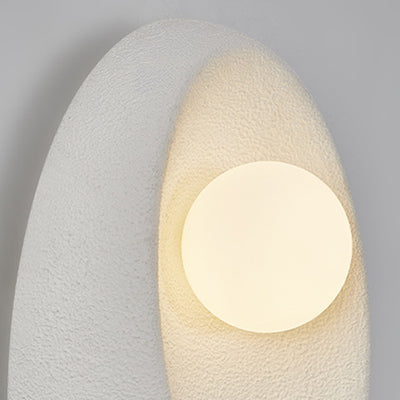 Traditional Japanese Oval Plastic Glass 1-Light Wall Sconce Lamp For Living Room