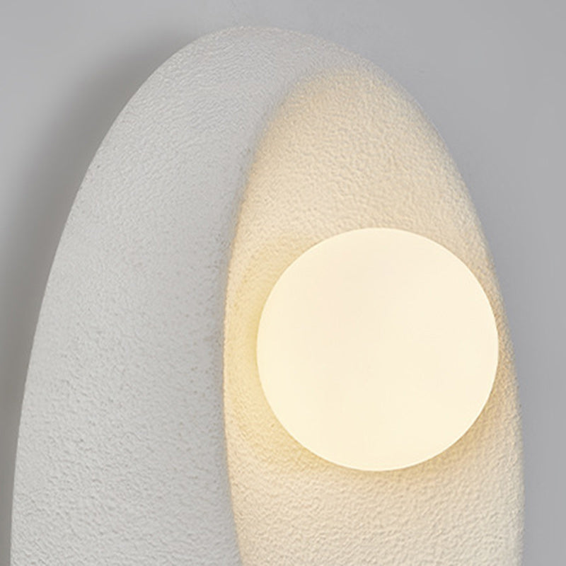 Traditional Japanese Oval Plastic Glass 1-Light Wall Sconce Lamp For Living Room