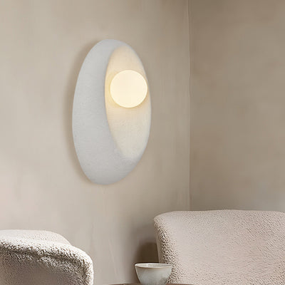 Traditional Japanese Oval Plastic Glass 1-Light Wall Sconce Lamp For Living Room