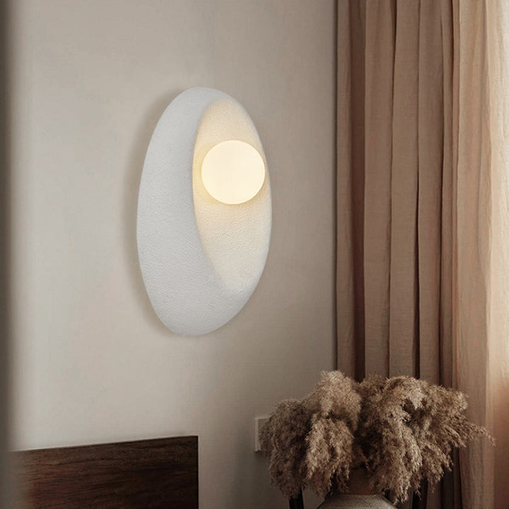 Applique murale 1 lumière en verre plastique ovale japonais traditionnel pour salon 