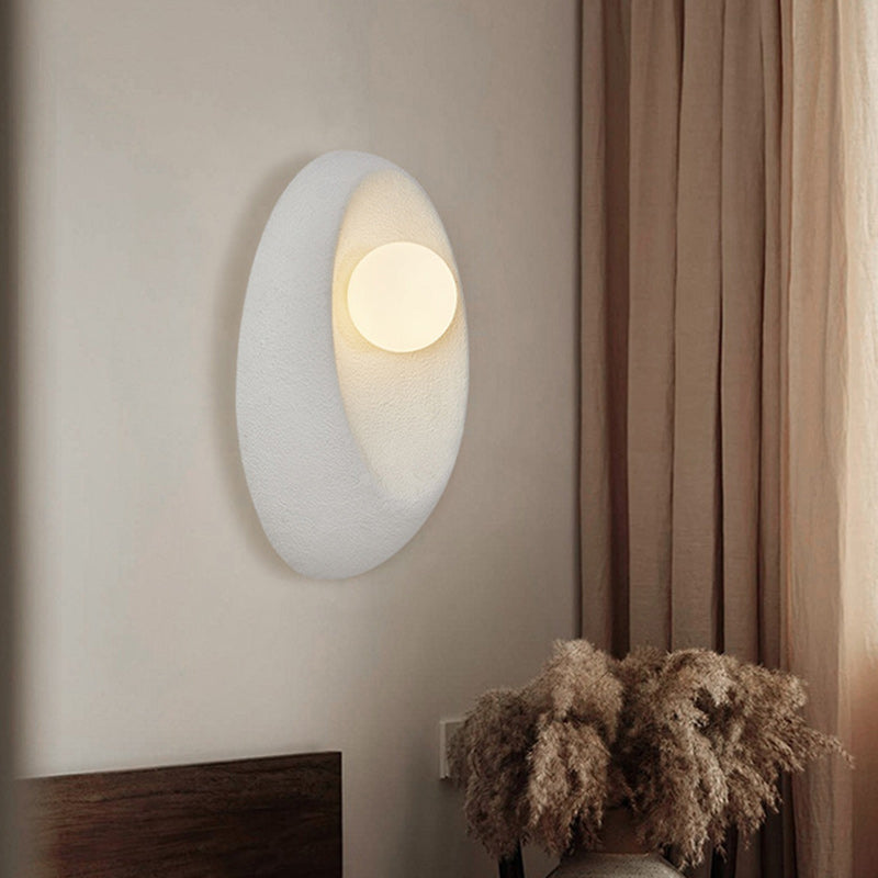 Traditional Japanese Oval Plastic Glass 1-Light Wall Sconce Lamp For Living Room