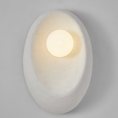 Traditional Japanese Oval Plastic Glass 1-Light Wall Sconce Lamp For Living Room