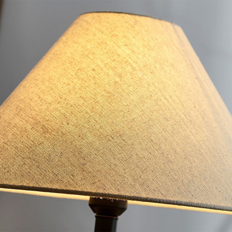 Traditional Japanese Drum Ceramic Fabric 1-Light Table Lamp For Living Room