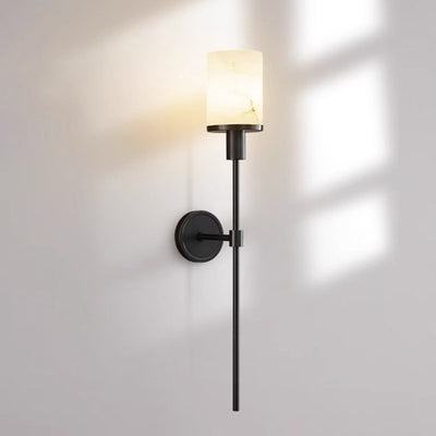 Contemporary Luxury Column Copper Stone 1-Light Wall Sconce Lamp For Living Room