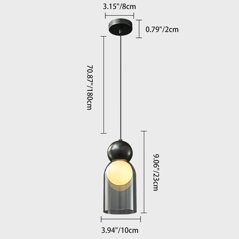 Lámpara colgante contemporánea de lujo cilindro ovalado de cobre y vidrio de 1 luz para sala de estar 