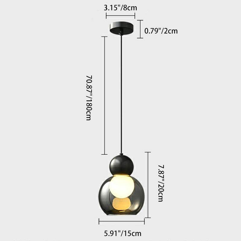 Lámpara colgante contemporánea de lujo cilindro ovalado de cobre y vidrio de 1 luz para sala de estar 