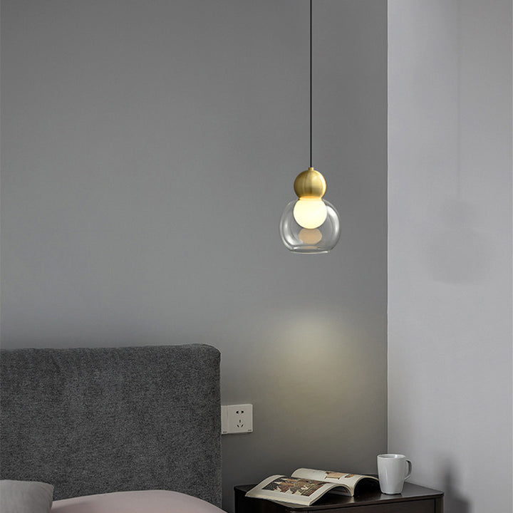 Lustre suspendu contemporain de luxe en cuivre et verre de forme ovale à 1 lumière pour salon 