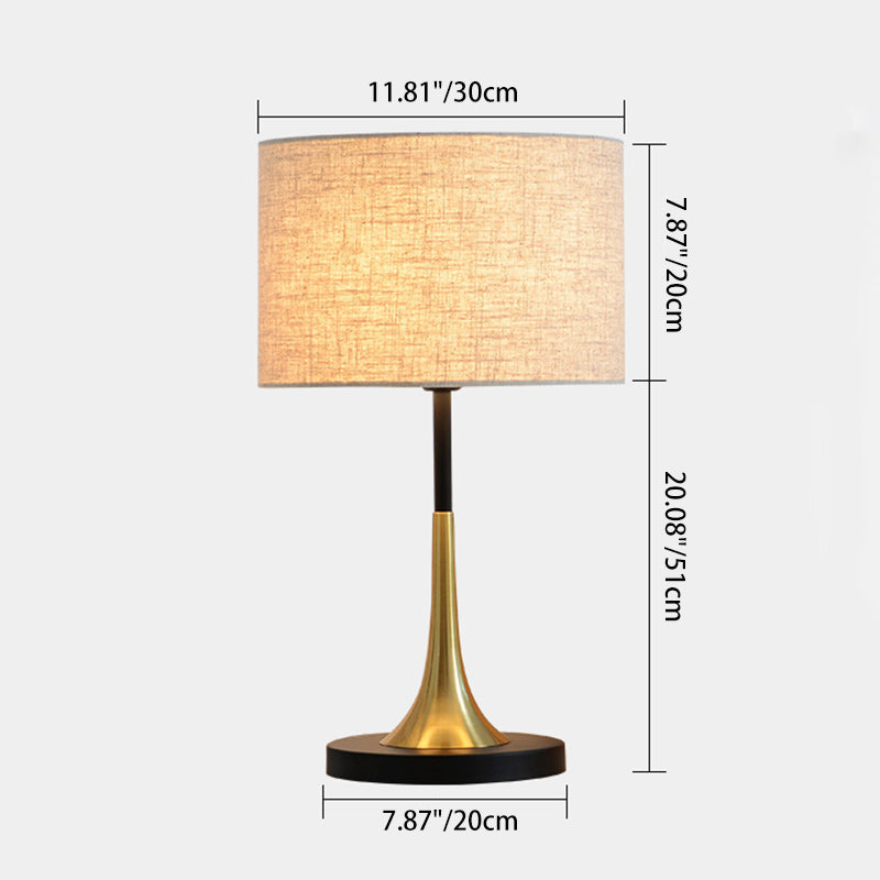 Zeitgenössische nordische Zylinder-Eisenstoff 1-Licht Tischlampe für das Wohnzimmer 