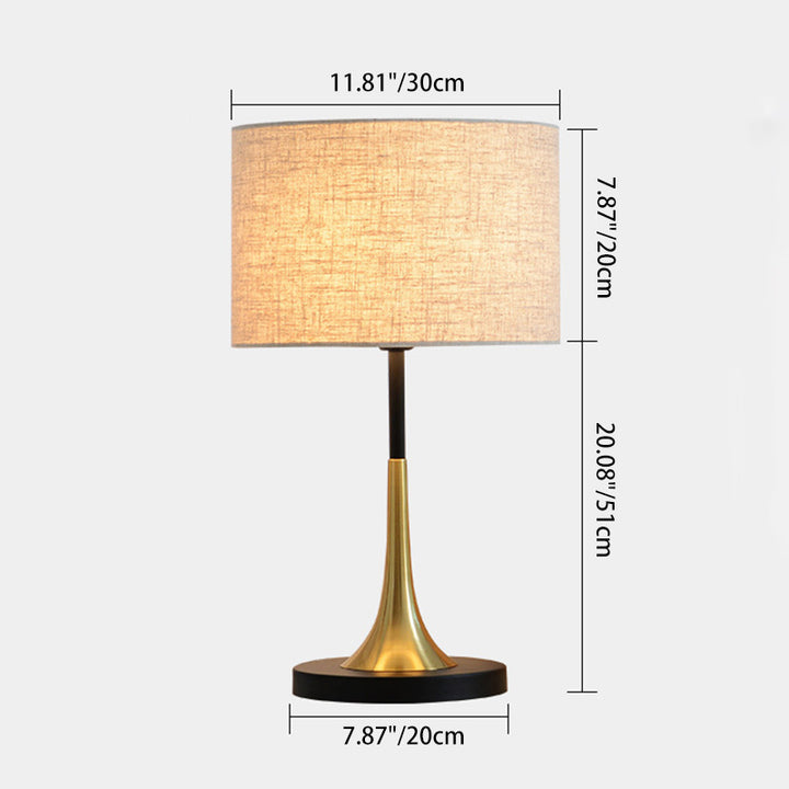 Zeitgenössische nordische Zylinder-Eisenstoff 1-Licht Tischlampe für das Wohnzimmer 