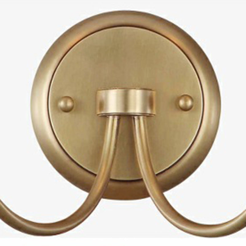 Lámpara Aplique de Pared de Columna Rústica Tradicional de Vidrio y Cobre de 1/2 Luz para Sala de Estar 