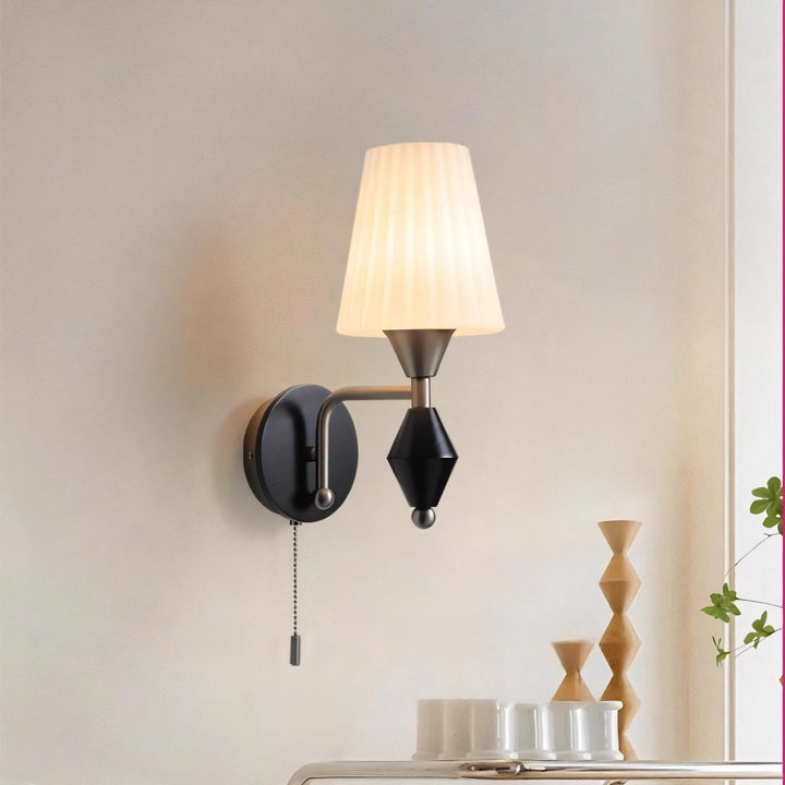 Traditionelle Vintage Zylinder Eisen Holz Glas 1-Licht Wandleuchte für Wohnzimmer 