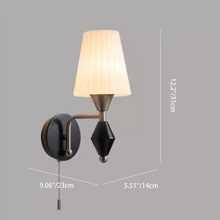 Traditionelle Vintage Zylinder Eisen Holz Glas 1-Licht Wandleuchte für Wohnzimmer 