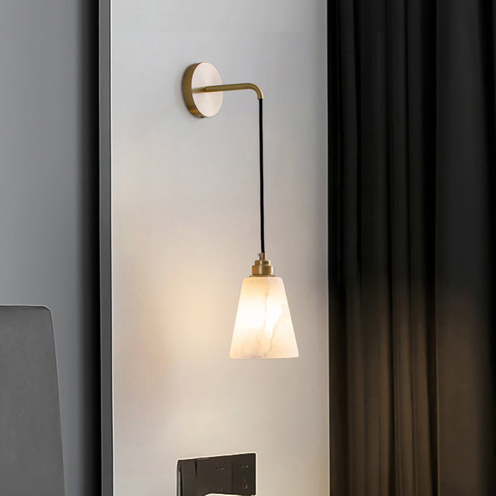 Zeitgenössische nordische Trommel Kupfer Stein 1-Licht Wandleuchte für Wohnzimmer 