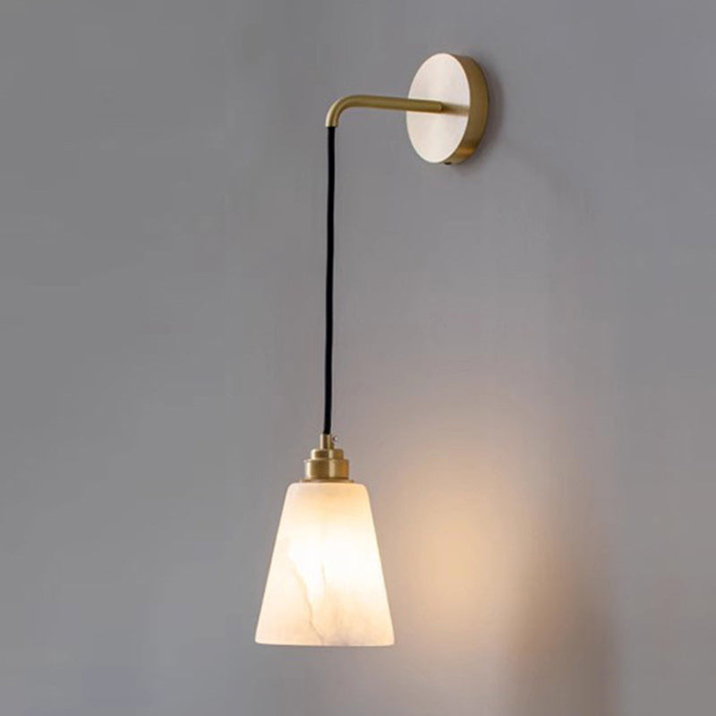 Zeitgenössische nordische Trommel Kupfer Stein 1-Licht Wandleuchte für Wohnzimmer 