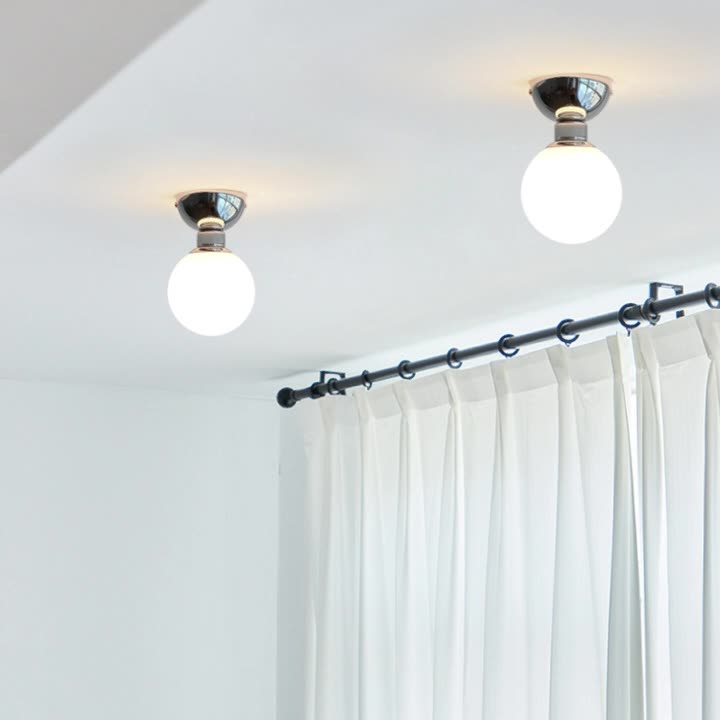 Modern Minimalist Globe Iron Glass 1-Light Semi-Flush Mount Ceiling Light For Living Room