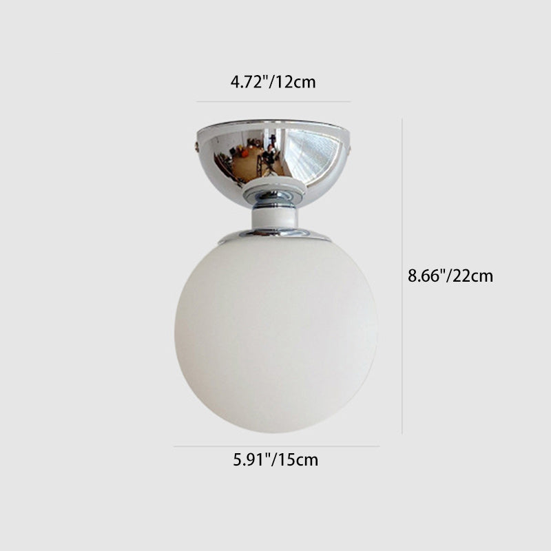 Modern Minimalist Globe Iron Glass 1-Light Semi-Flush Mount Ceiling Light For Living Room