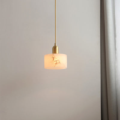 Lámpara colgante contemporánea de lujo cilindro cobre piedra de 1 luz para sala de estar 