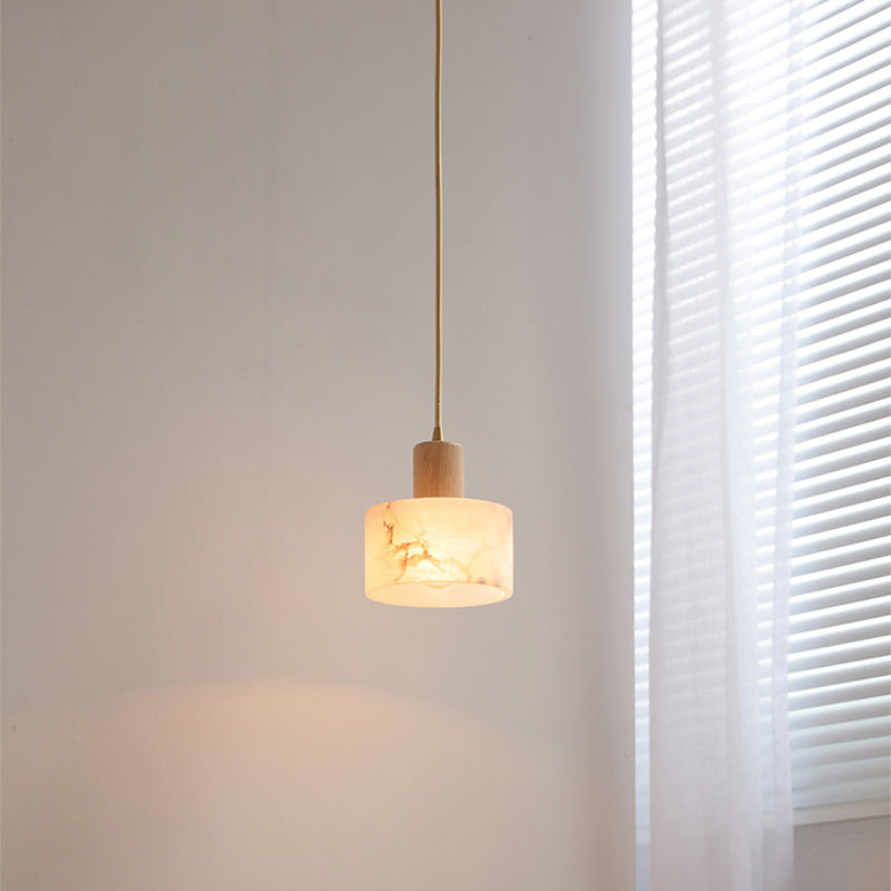 Lámpara colgante contemporánea de lujo cilindro cobre piedra de 1 luz para sala de estar 