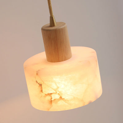Lámpara colgante contemporánea de lujo cilindro cobre piedra de 1 luz para sala de estar 