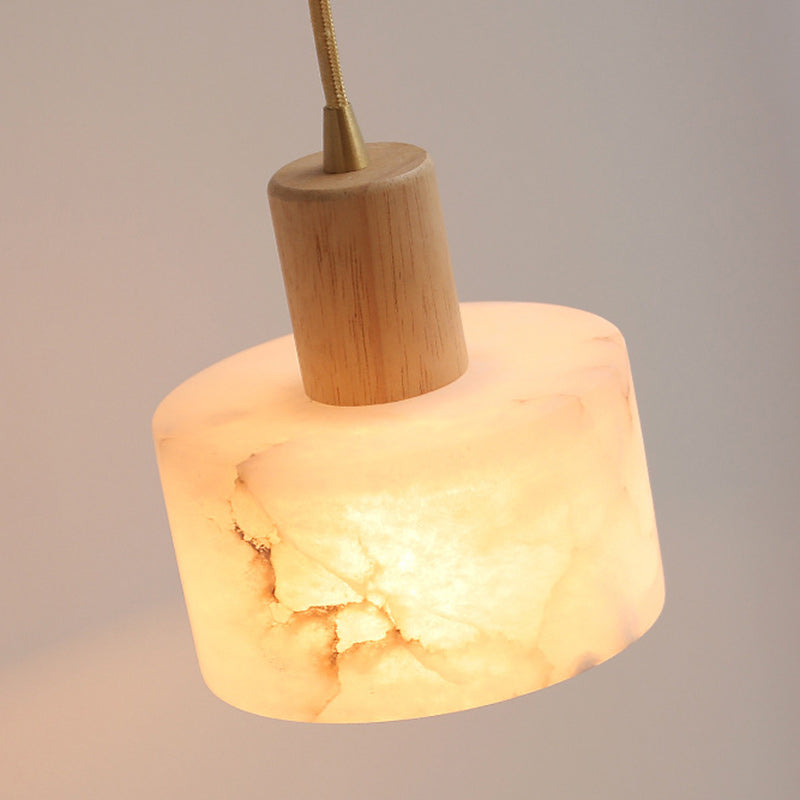 Lámpara colgante contemporánea de lujo cilindro cobre piedra de 1 luz para sala de estar 