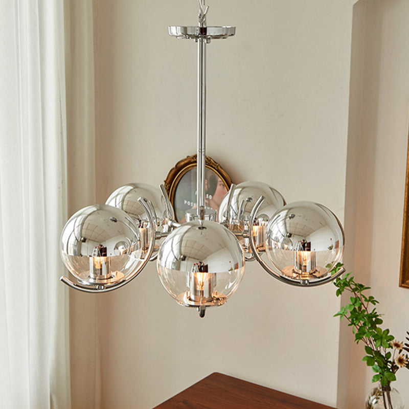 Moderner minimalistischer Globus Eisen Glas 3/4/5-Licht Kronleuchter für das Wohnzimmer 