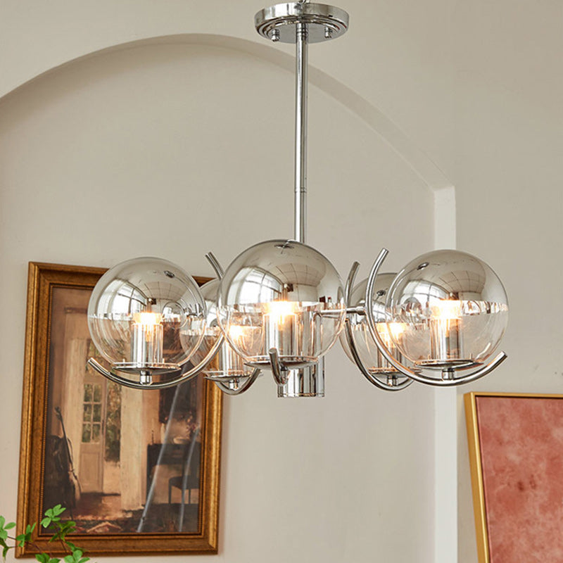 Moderner minimalistischer Globus Eisen Glas 3/4/5-Licht Kronleuchter für das Wohnzimmer 